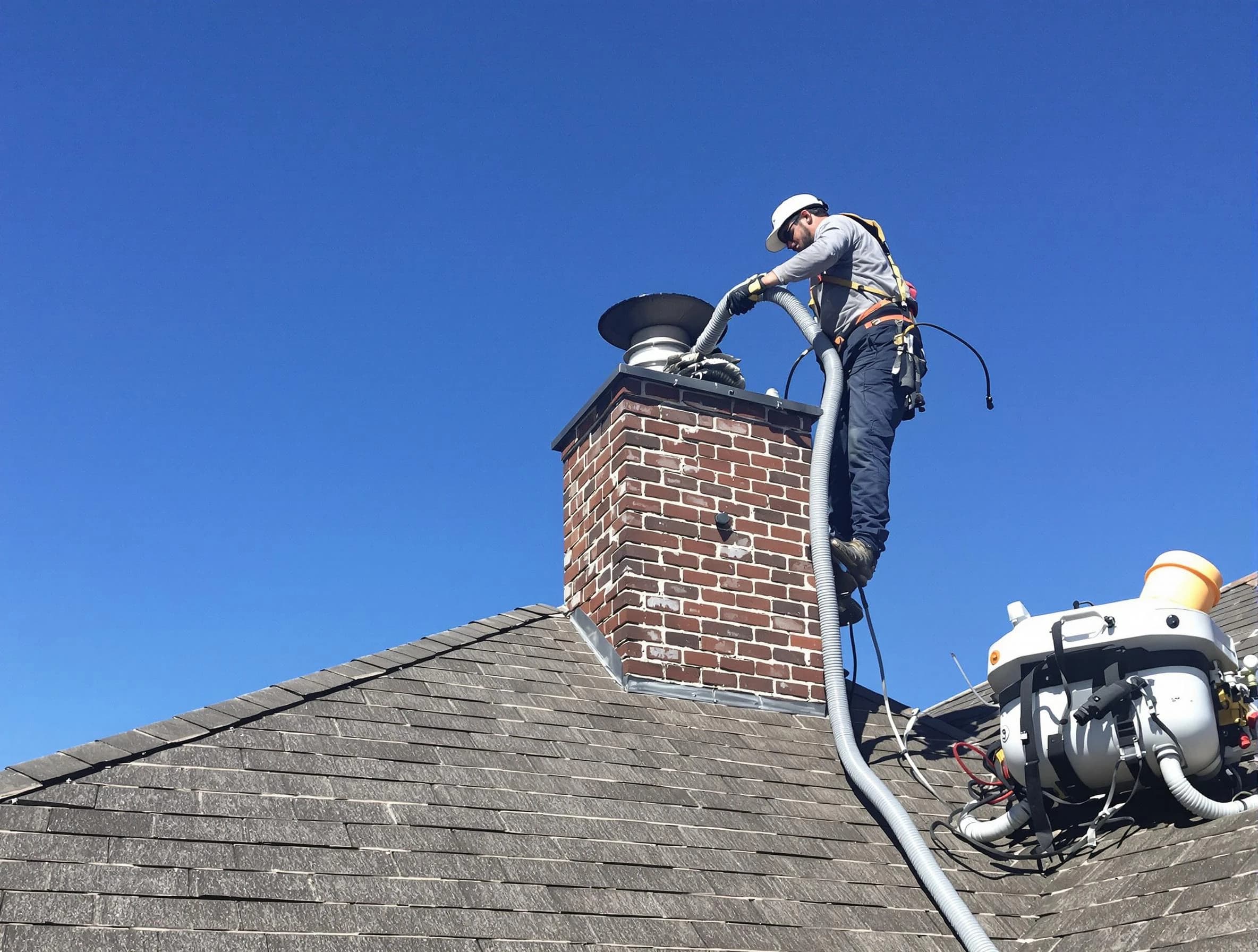 Dedicated Richland Chimney Sweep team member cleaning a chimney in Richland, PA