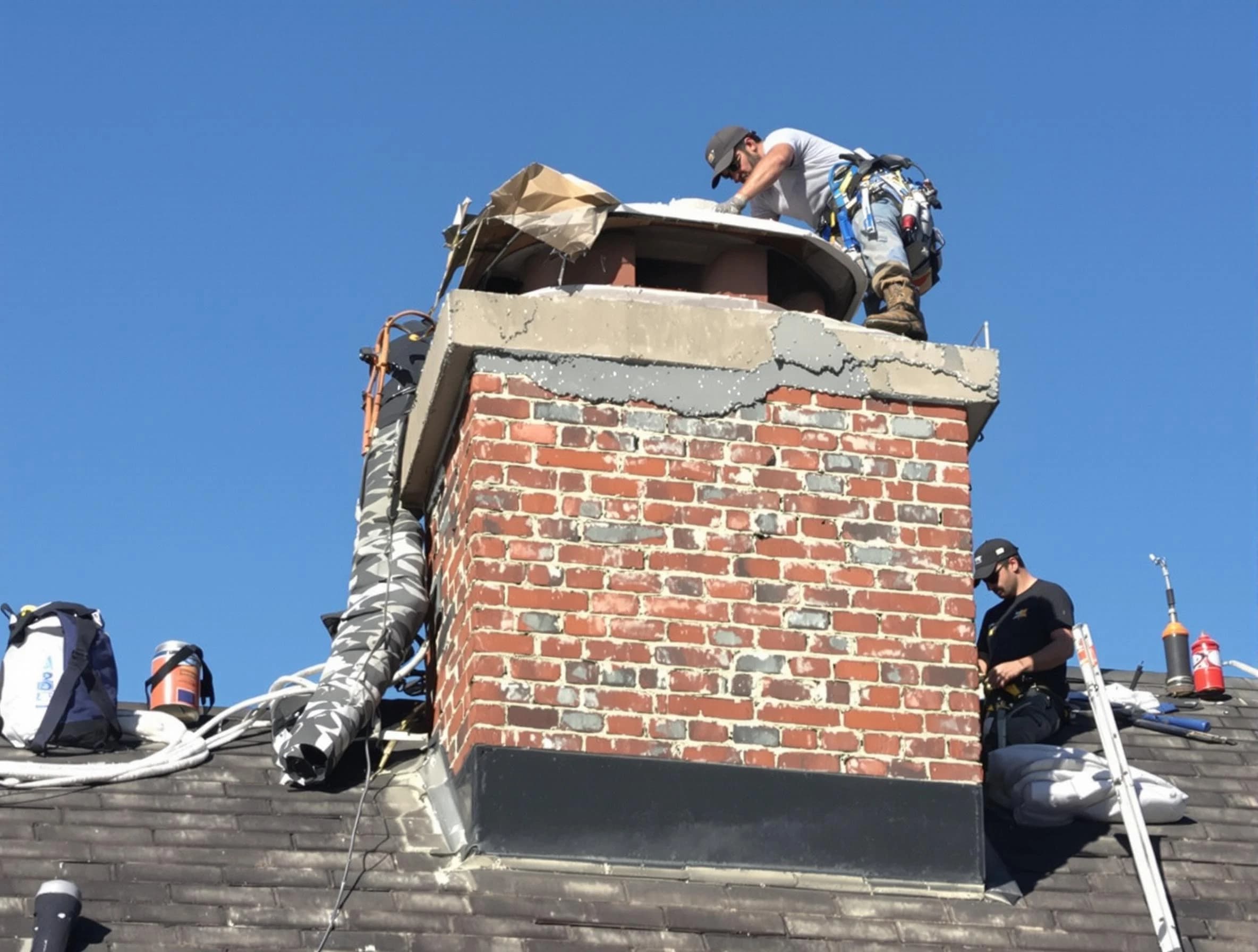 Richland Chimney Sweep installing a custom chimney crown in Richland, PA