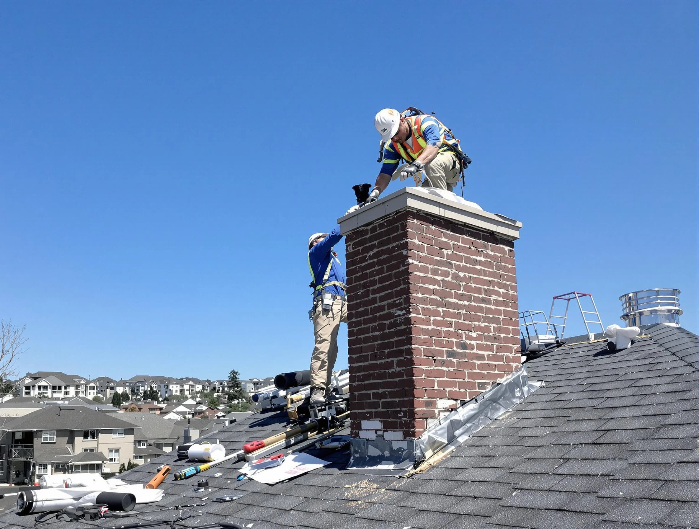 Richland Chimney Sweep repairing a chimney crown in Richland, PA