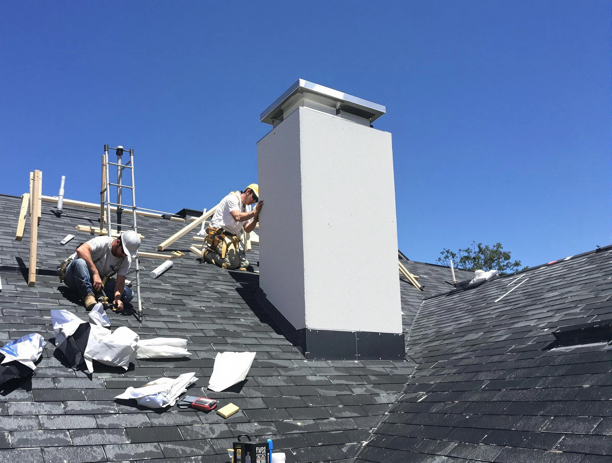 Richland Chimney Sweep crew installing a new chimney in Richland, PA