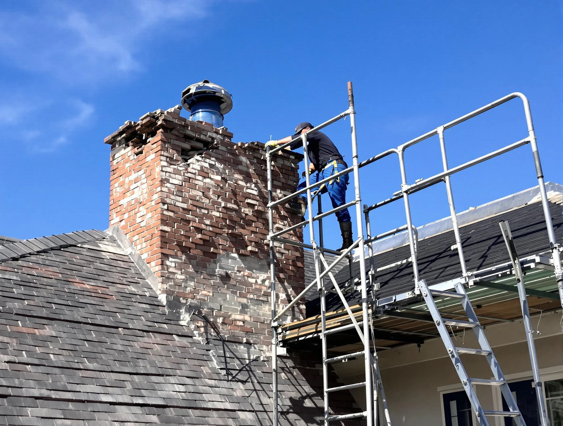 Rebuilding a chimney structure by Richland Chimney Sweep in Richland, PA