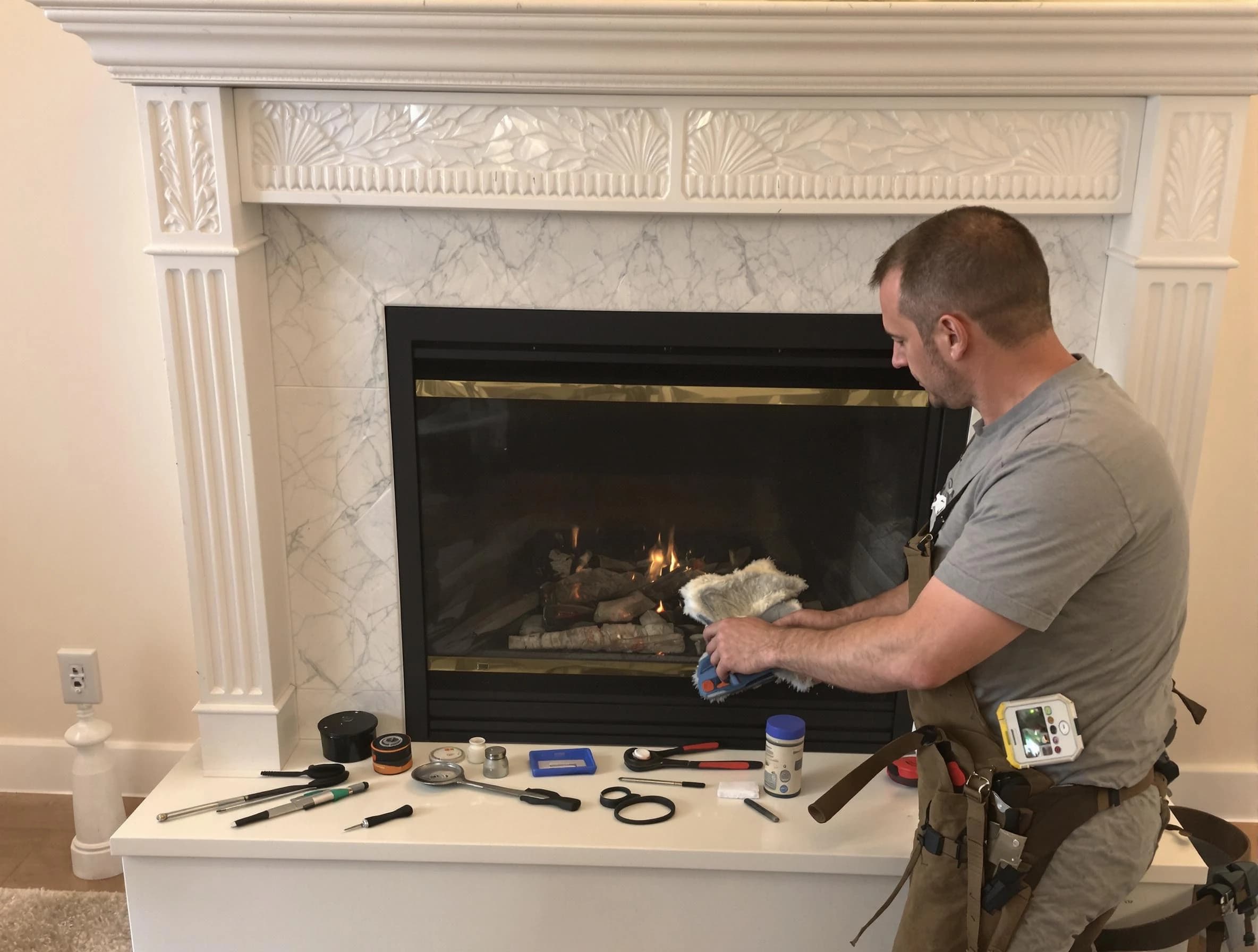 Richland Chimney Sweep performing fireplace maintenance in Richland, PA