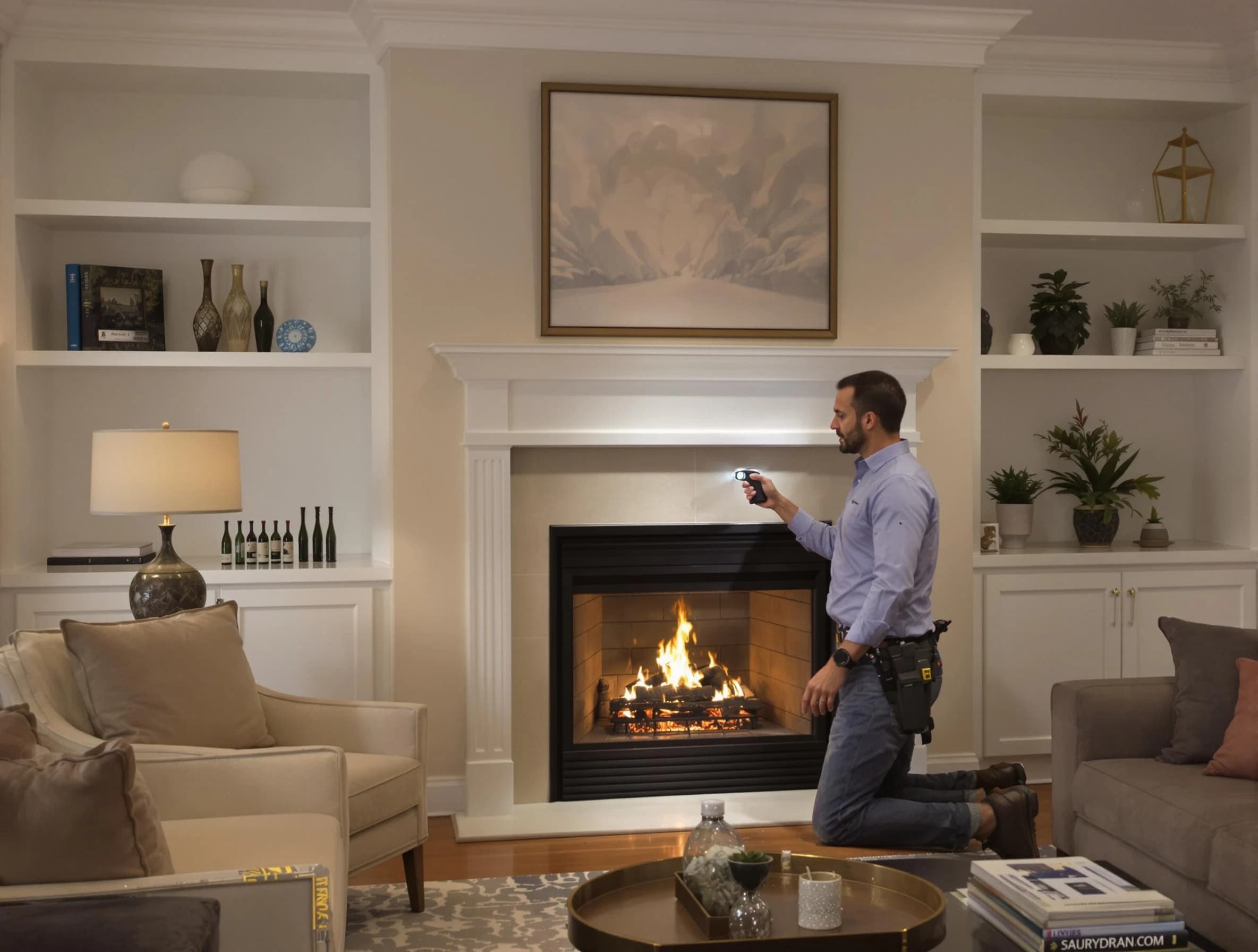 Richland Chimney Sweep conducting a fireplace safety inspection in Richland, PA