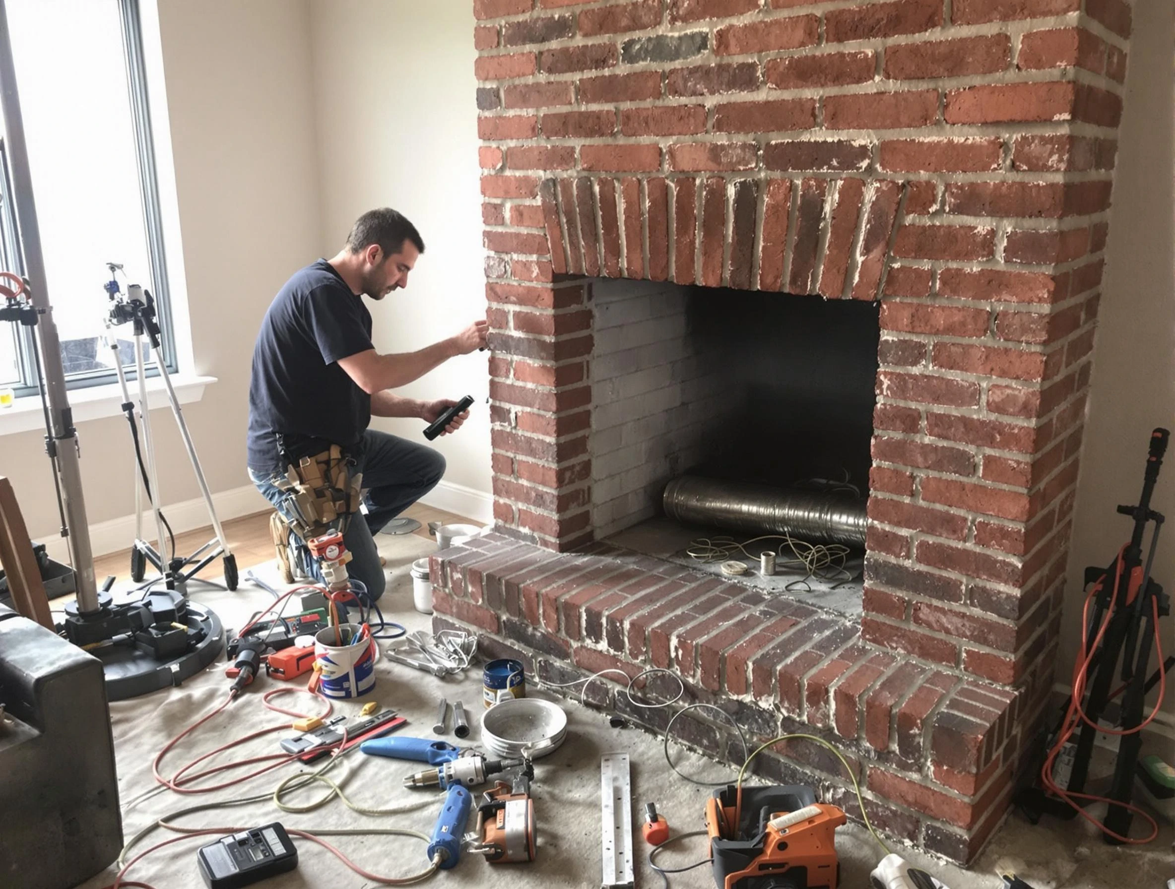 Richland Chimney Sweep specialist finalizing chimney liner service in Richland, PA