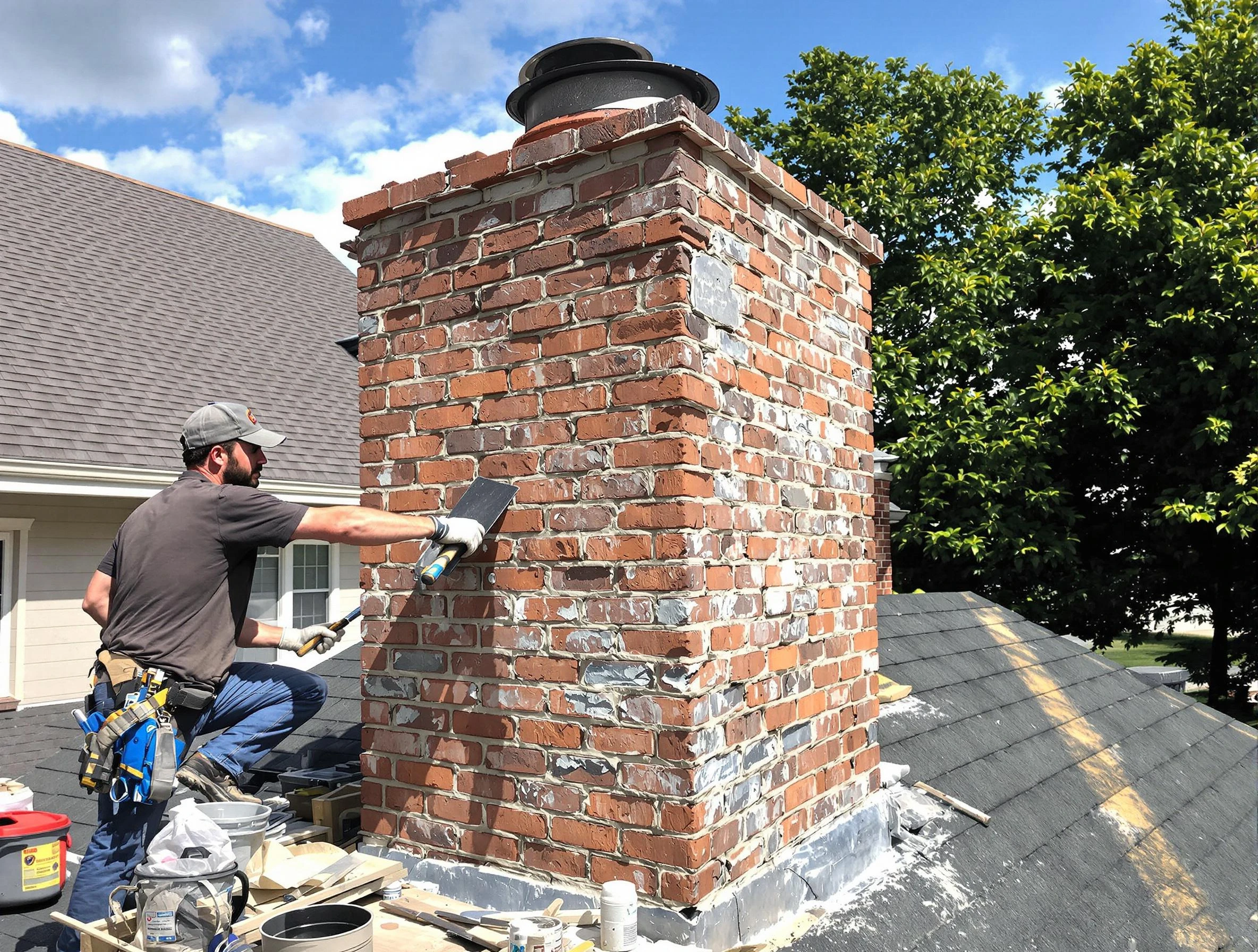 Completed chimney rebuild by Richland Chimney Sweep in Richland, PA