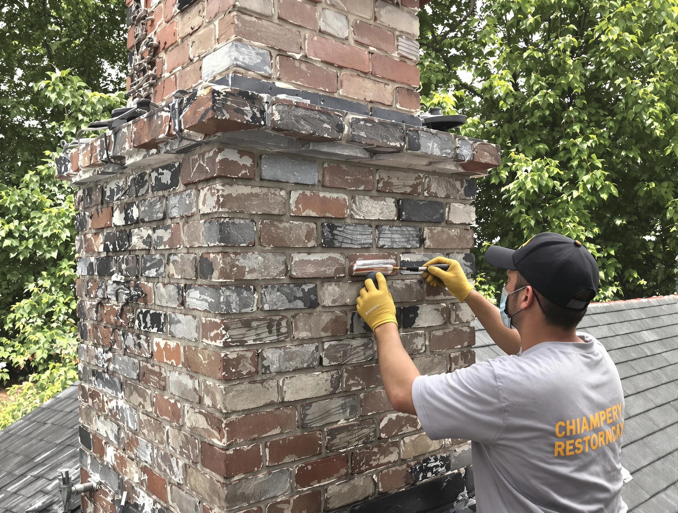 In-progress chimney restoration by Richland Chimney Sweep in Richland, PA